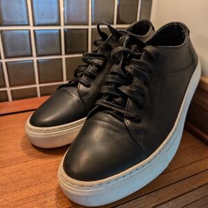 Garment Project mens court shoes, black leather,42
